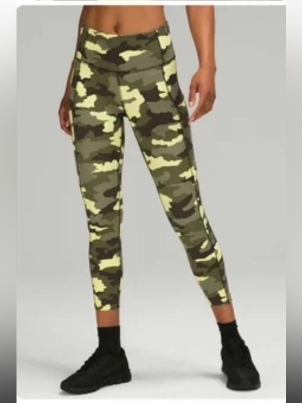 LULULEMON F&F LEGGING 22â NEON GREEN CAMO COLOR SIZE 2